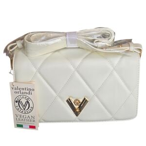 Valentino Orlandi White Crossbody Bag Vegan Leather NWT, 1 Flaw